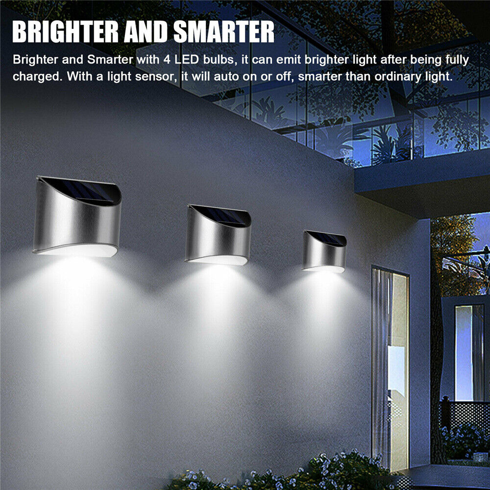 2x Solar Power LED Wall Lights - Garden, Outdoor and Waterproof