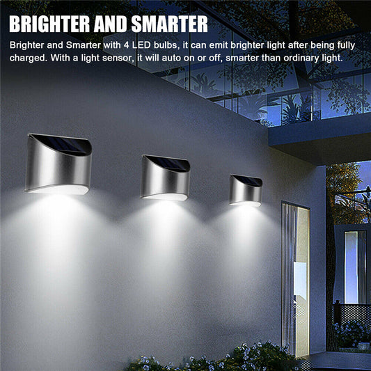2x Solar Power LED Wall Lights - Garden, Outdoor and Waterproof