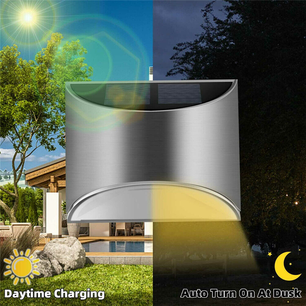 2x Solar Power LED Wall Lights - Garden, Outdoor and Waterproof