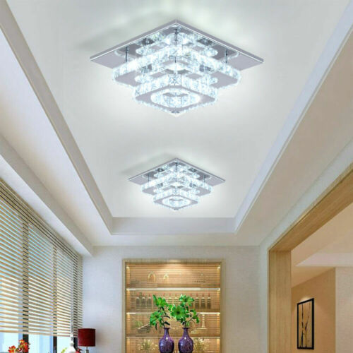 Ceiling Lights Chandelier Bilayer Aisle Light Decoor 36W LED Crystal Square 30cm