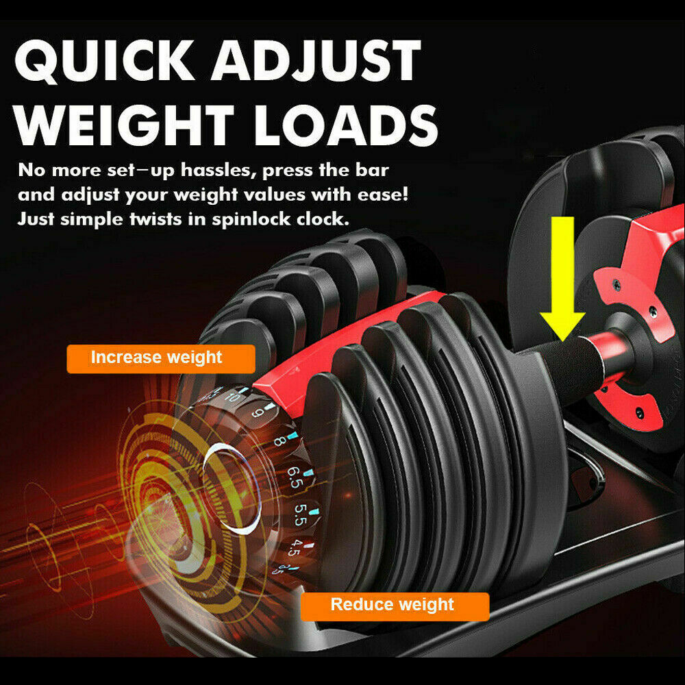 2 x 24kg Adjustable Dumbbell Weight Fitness Home GYM Exercise Equipment