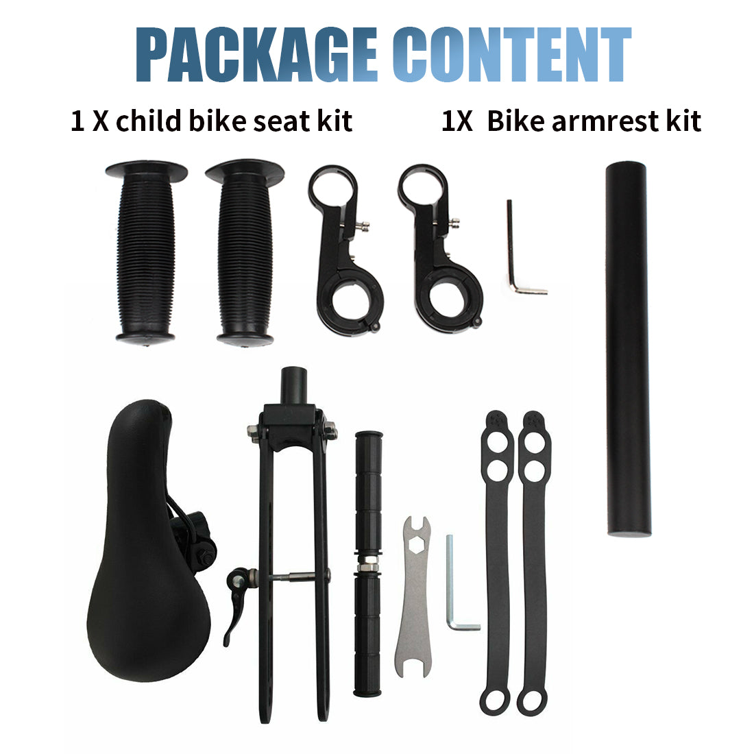 Kids Bike Seat and Handlebar Accessory Combo Pack - Complete Set | Front Mounted Bicycle Seats for Children 2-5 Years