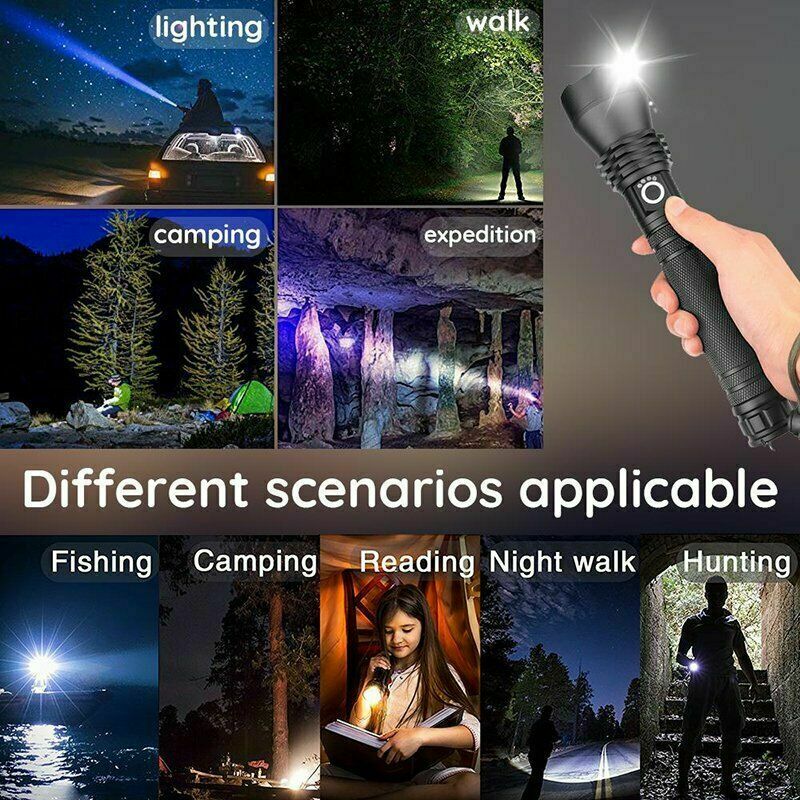 5 Mode Zoomable LED Hunting Torch Powerful 110000LM Tactical Flashlight