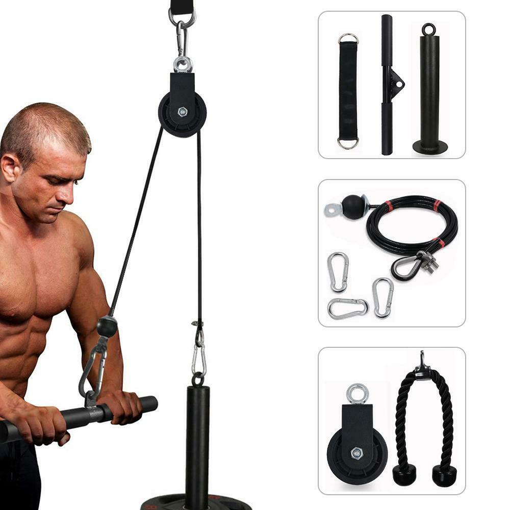 LAT Fitness Pulley Cable Machine System For Home Gym Arm Biceps Triceps Blaster