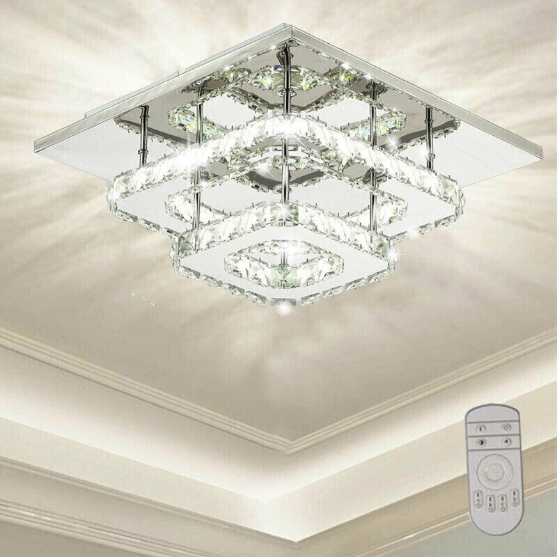 Ceiling Lights Chandelier Bilayer Aisle Light Decoor 36W LED Crystal Square 30cm