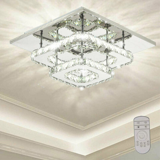 Ceiling Lights Chandelier Bilayer Aisle Light Decoor 36W LED Crystal Square 30cm