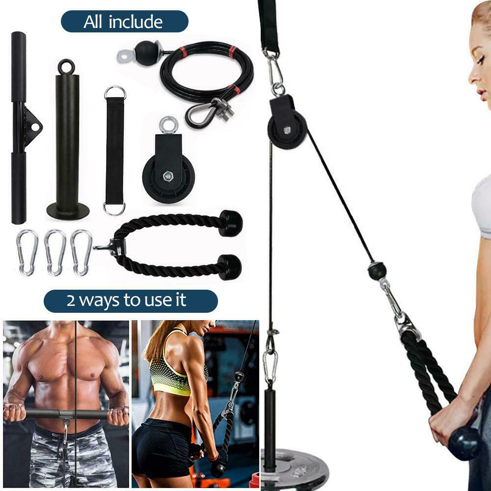 LAT Fitness Pulley Cable Machine System For Home Gym Arm Biceps Triceps Blaster
