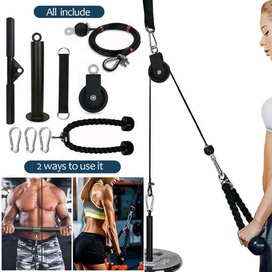 LAT Fitness Pulley Cable Machine System For Home Gym Arm Biceps Triceps Blaster