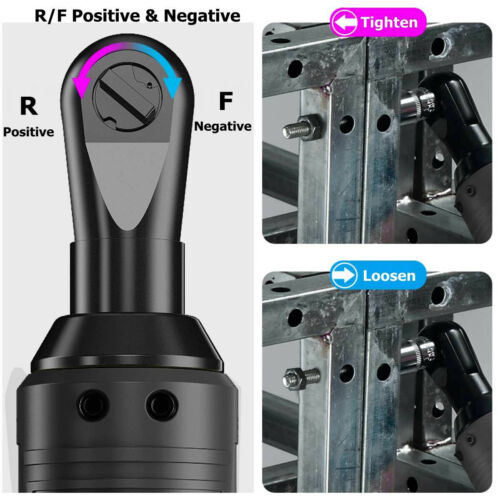 Cordless Electric Ratchet Right Angle Wrench Tool 3/8'' 18V 90° 100Nm +Battery