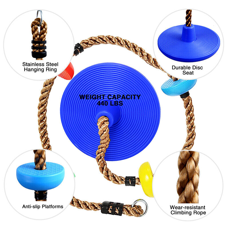 Tree Climbing Rope and Kids Disc Swing Seat Set Outdoor Playground Accessories