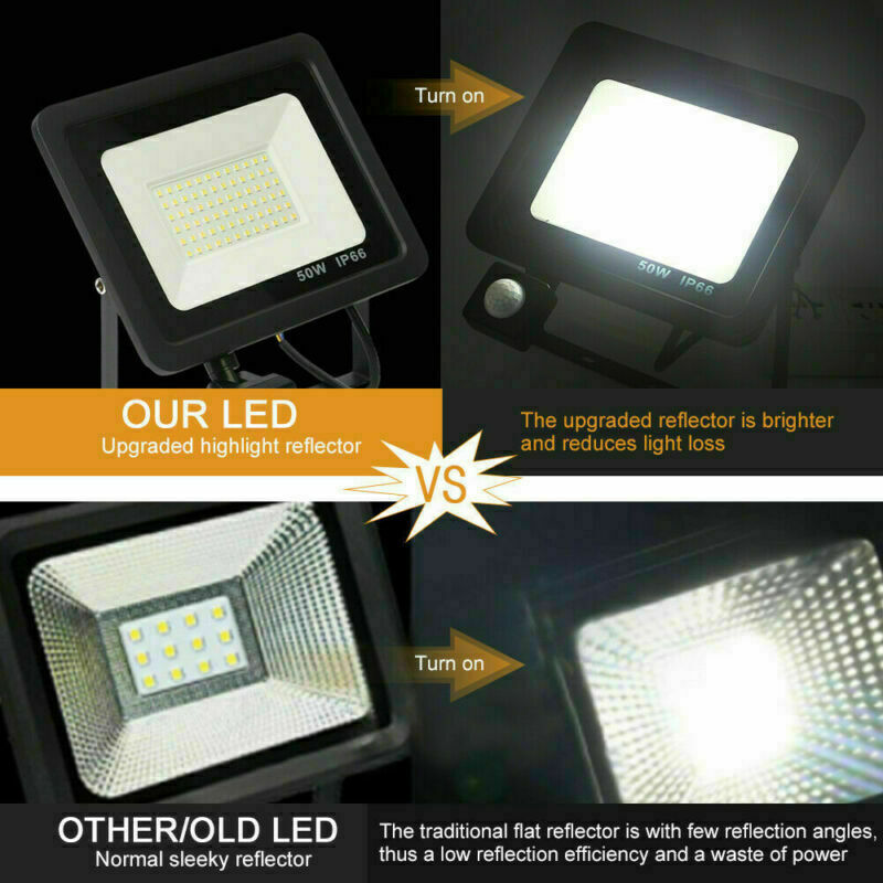 LED Flood Light with Motion Sensor Outdoor Garden Waterproof 10W 50W 100W 6000K
