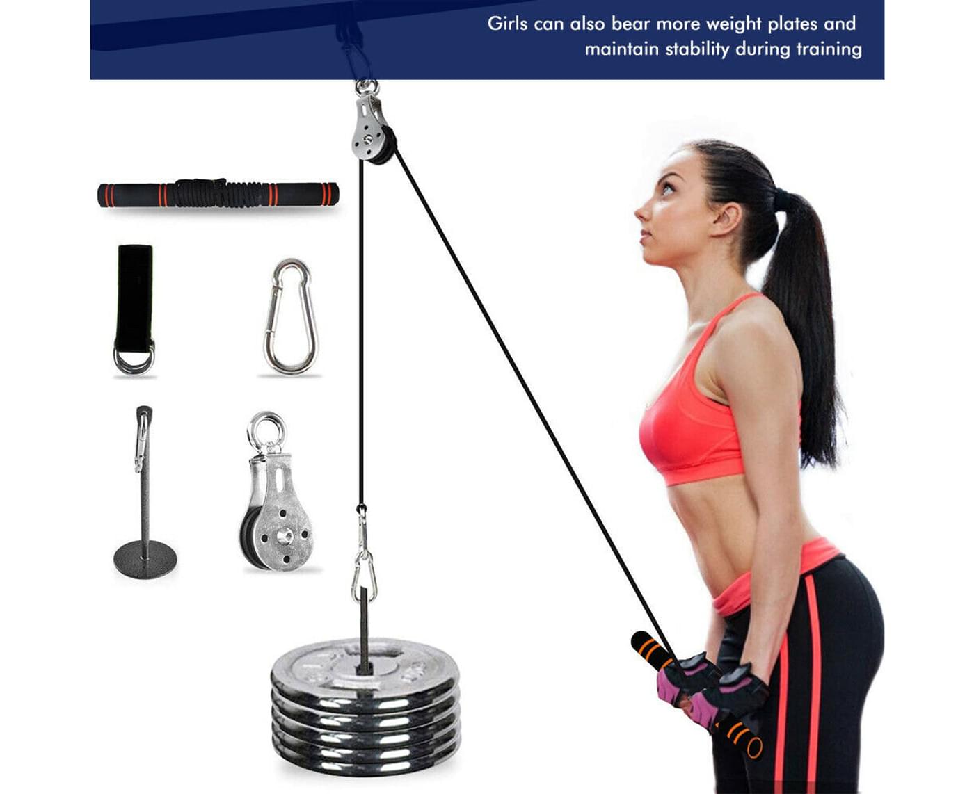 Fitness Pulley Cable Gym Workout Equipment; Home Strap Machine Attachment System