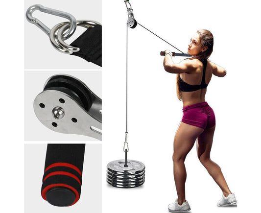 Fitness Pulley Cable Gym Workout Equipment; Home Strap Machine Attachment System