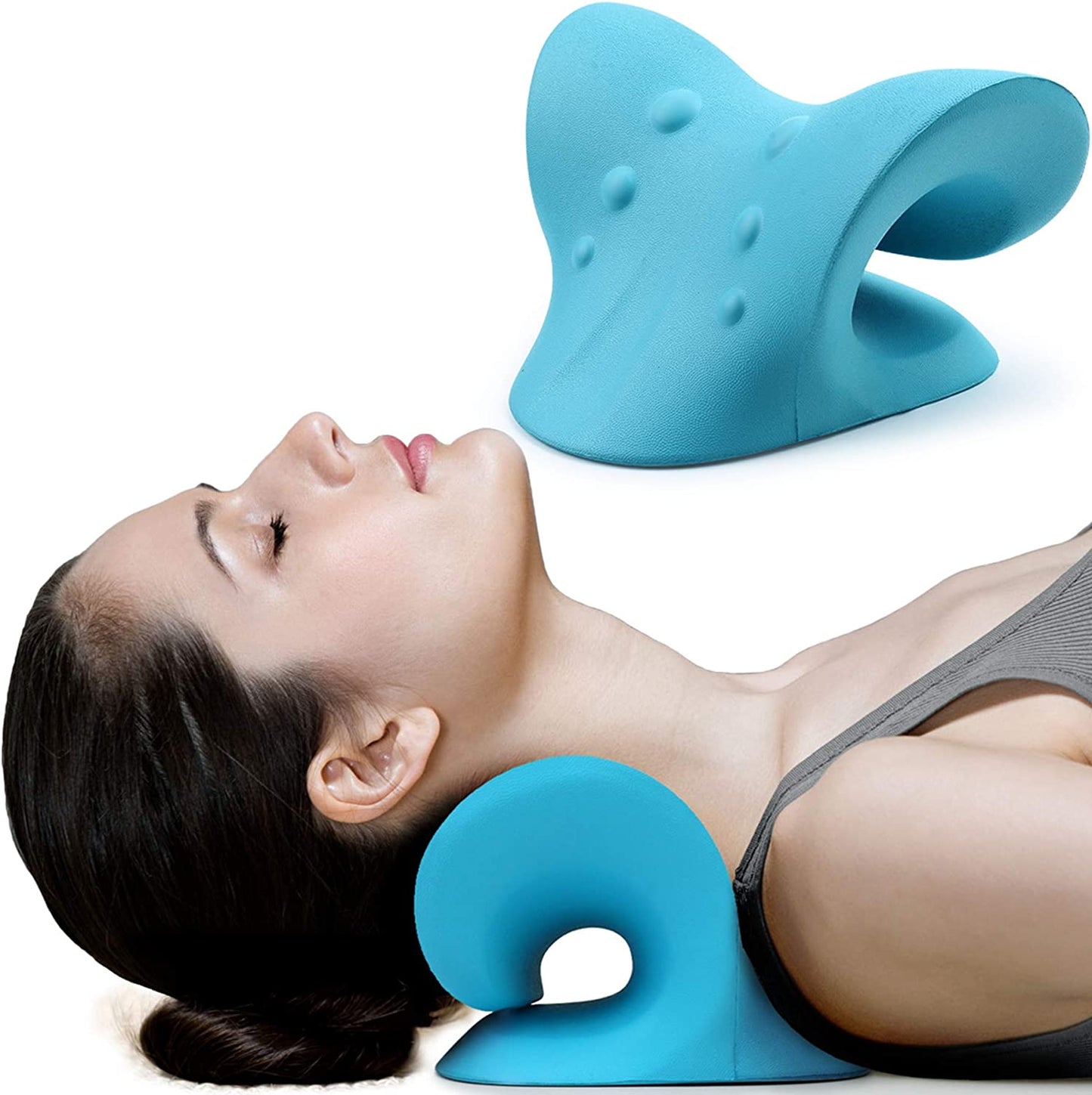 Neck and Shoulder Relaxer;  Cervical Traction Device for TMJ Pain Relief and Cervical Spine Alignment; Chiropractic Pillow Neck Stretcher