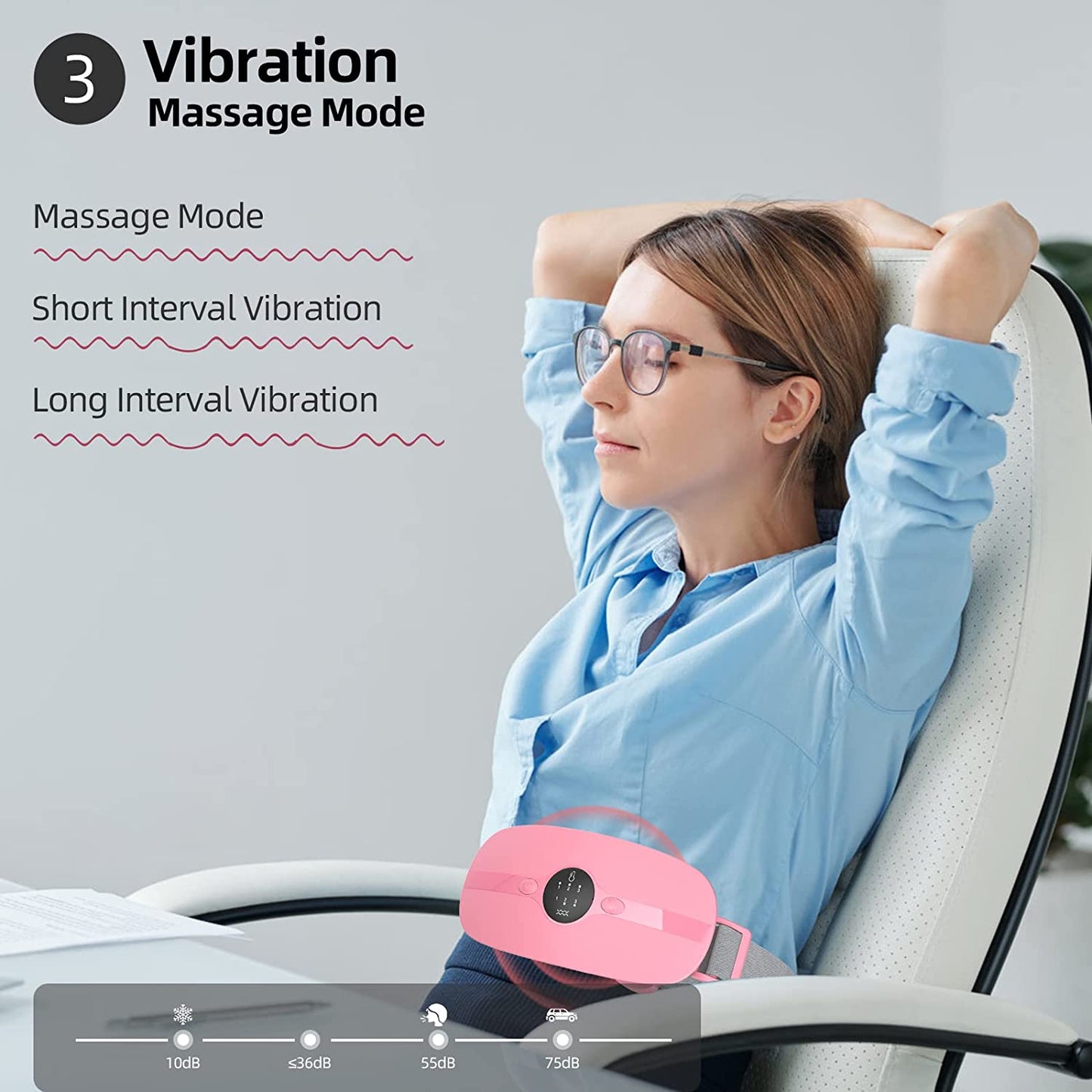 Portable Cordless Heating Pad, Menstrual Heating Pad with 3 Heat Levels and 3 Vibration Massage Modes, Fast Heating Belly Wrap Belt, Back or Belly Pain Relief Heating Pad for Women and Girl