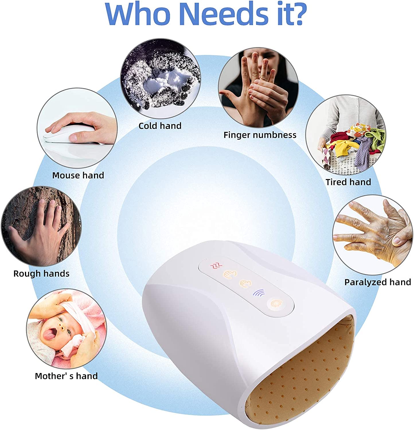 Electric Hand Massager with Air Compression and Heat,Mothers Day Gifts for Mom, Cordless Hand Finger Massage Machine for Arthritis Finger Numbness Pain Relief