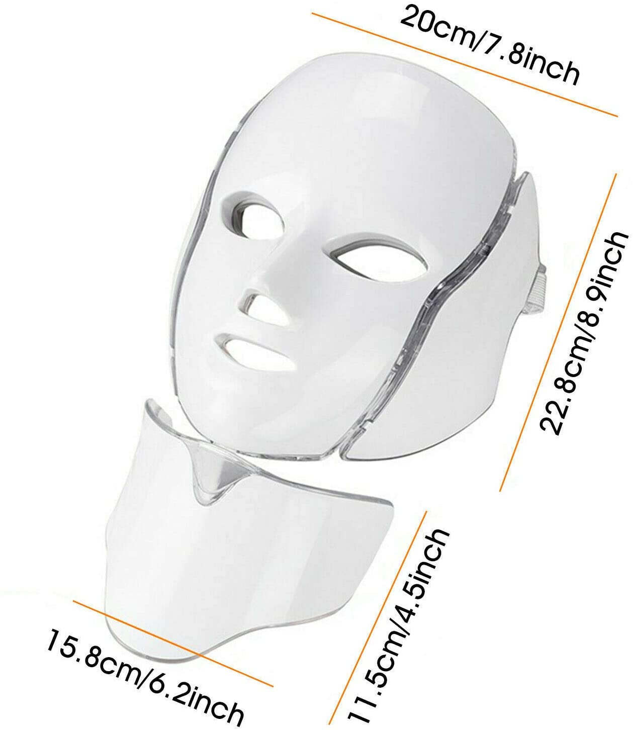 LED Light Photon Face Mask Neck Rejuvenation Skin Facial Wrinkle Therapy 7+1
