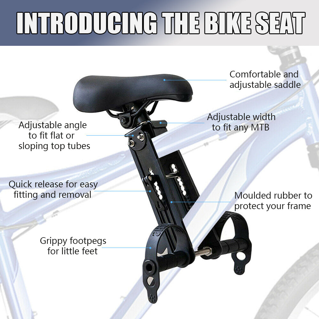 Kids Bike Seat and Handlebar Accessory Combo Pack - Complete Set | Front Mounted Bicycle Seats for Children 2-5 Years