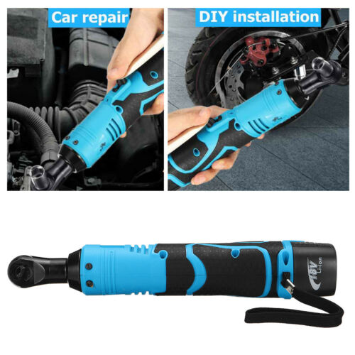 Cordless Electric Ratchet Right Angle Wrench Tool 3/8'' 18V 90° 100Nm +Battery