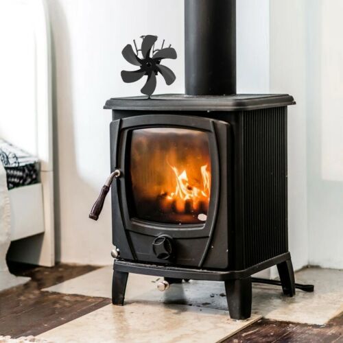 6 Blade Fireplace Stove Fan Heat Self-Powered Wood Top Burner Eco Heater Silent