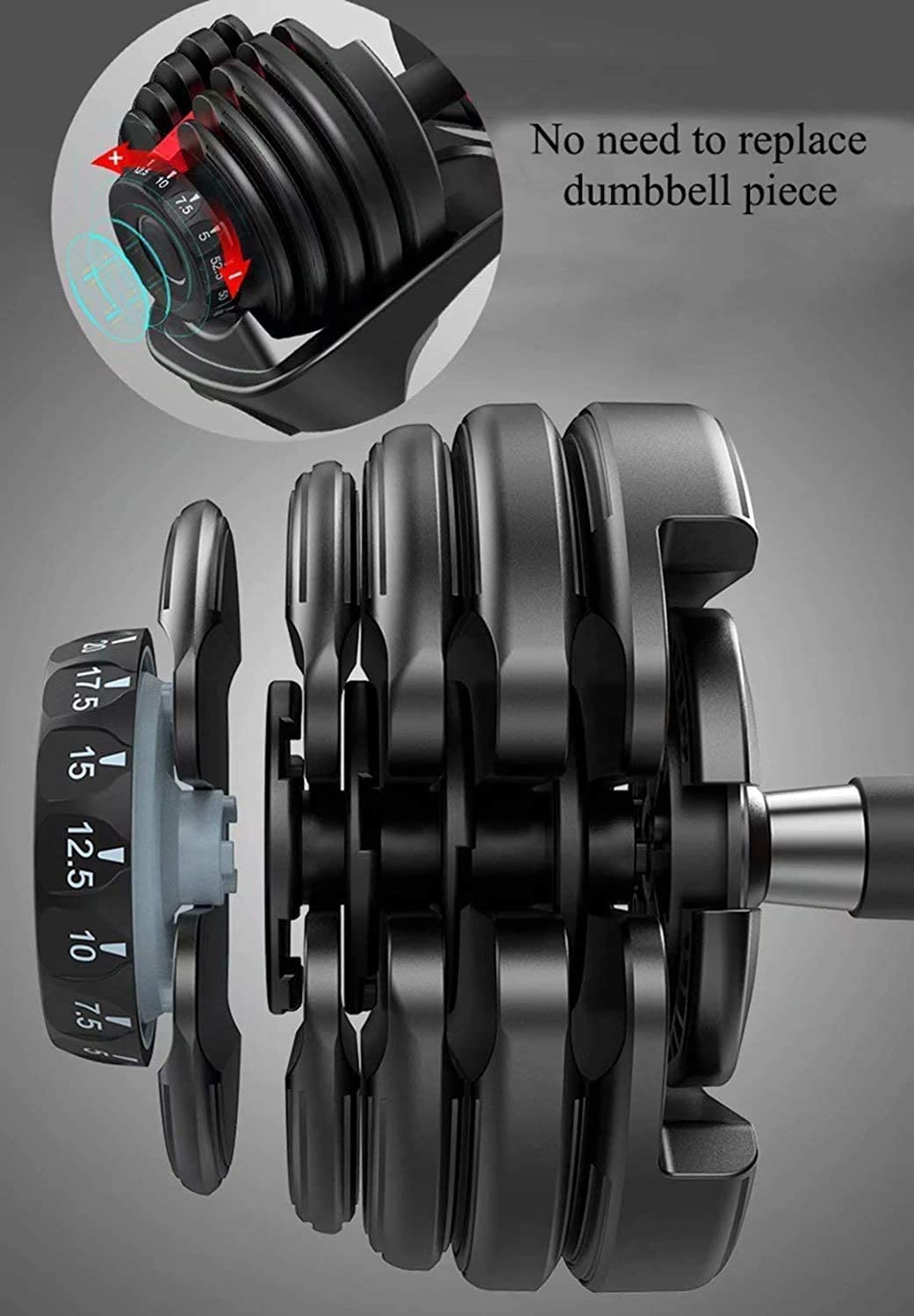2 x 24kg Adjustable Dumbbell Weight Fitness Home GYM Exercise Equipment