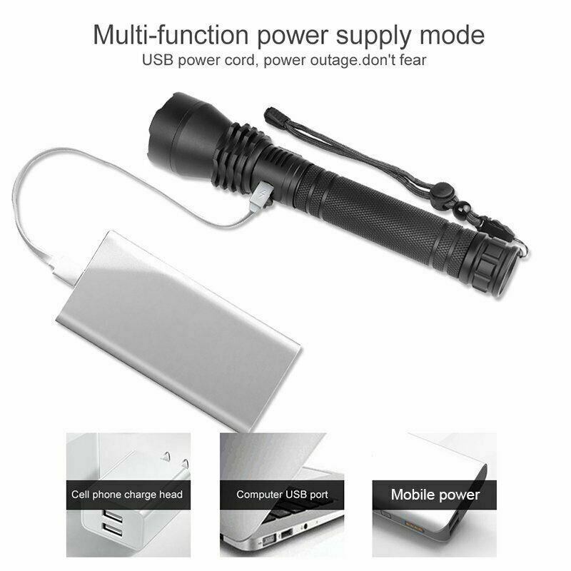 5 Mode Zoomable LED Hunting Torch Powerful 110000LM Tactical Flashlight