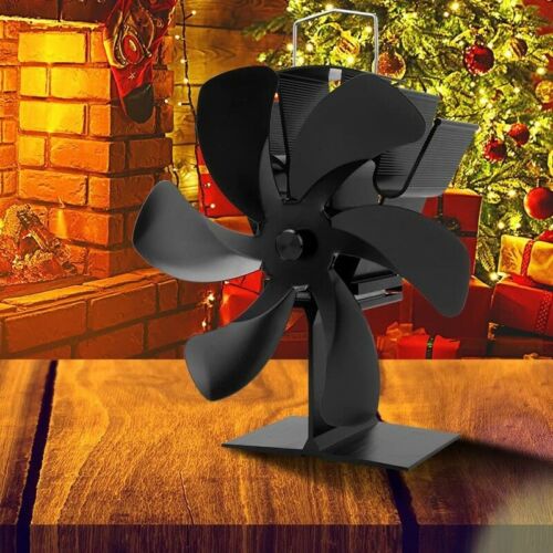 6 Blade Fireplace Stove Fan Heat Self-Powered Wood Top Burner Eco Heater Silent