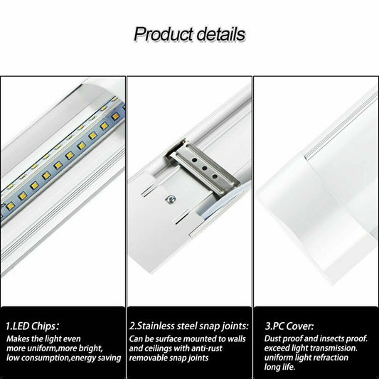 5× 90CM LED Slim Ceiling Batten Tube Light 30W Fluorescent Bar Lamp Cool White