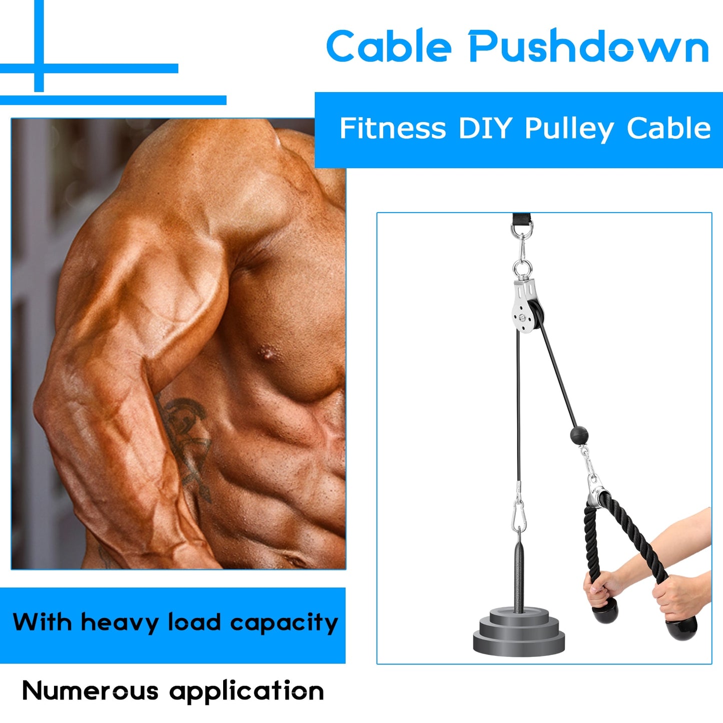 Pulley Cable Machine Attachment System Pin Lifting Arm Biceps Home Fitness