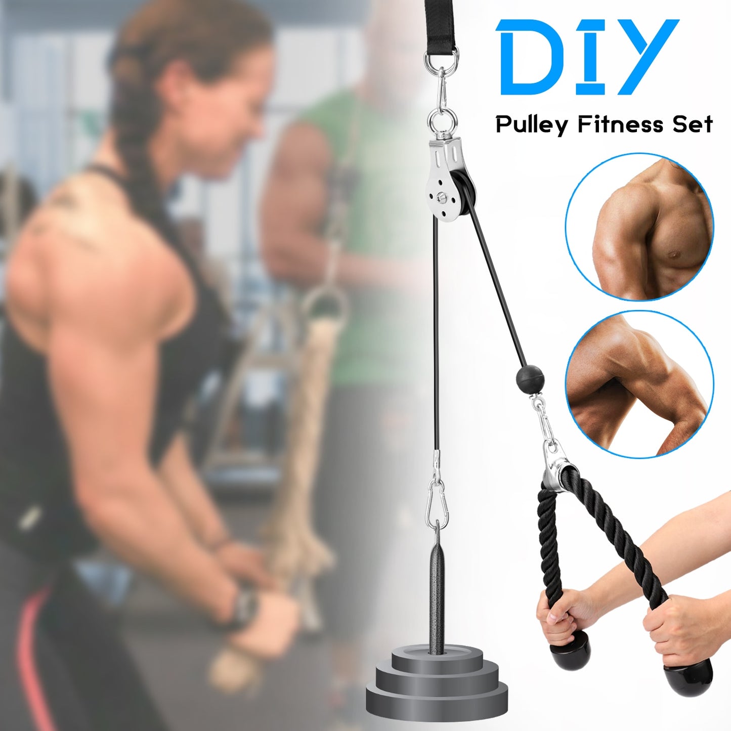 Pulley Cable Machine Attachment System Pin Lifting Arm Biceps Home Fitness